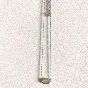 Kendra Scott Silver Pendant Necklace in Iridescent Drusy